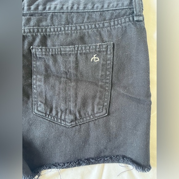 Rag & Bone Black Denim Frayed Edge Mid-Rise Shorts SIZE 29 - Picture 8 of 11